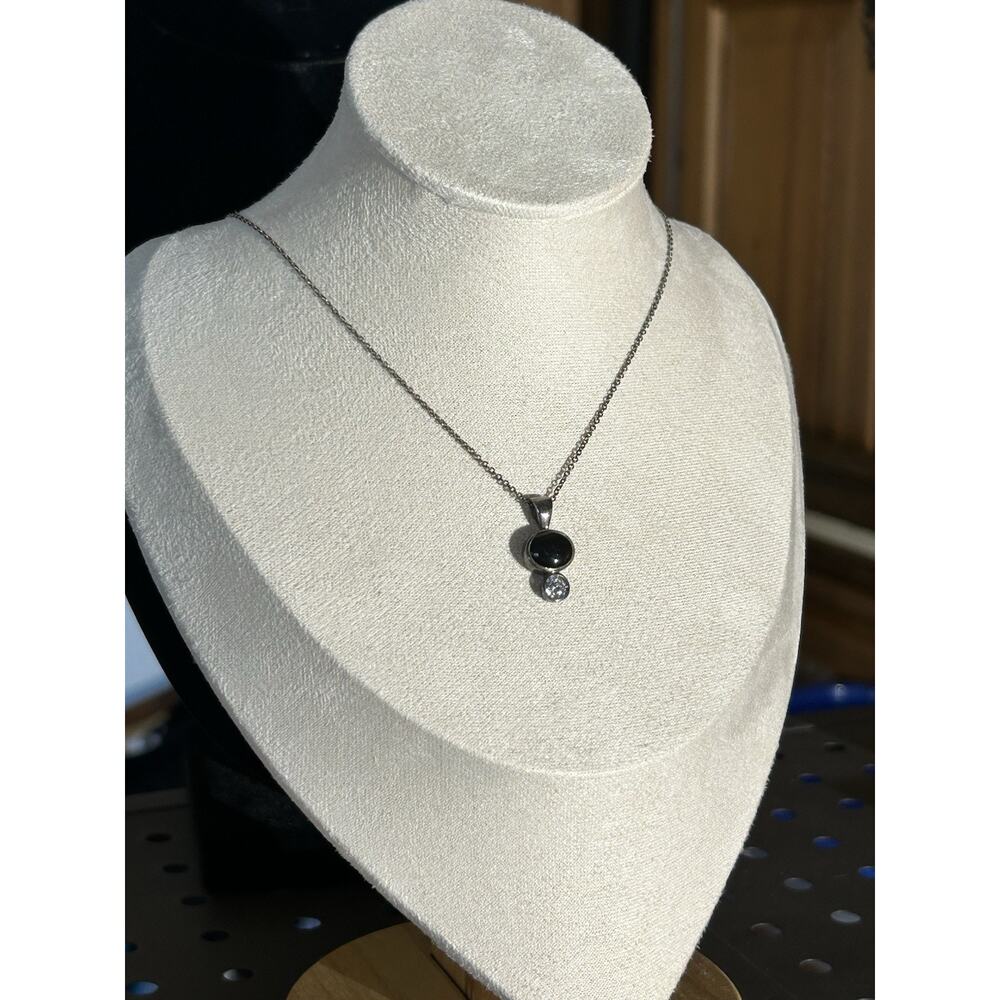 Onyx Moissanite Necklace 925 Sterling Silver Pendant Fine Jewelry